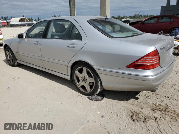 2003 Mercedes-Benz S-Class 5.0L with VIN WDBNG75J13A326110, listed as a Copart auction lot 80086494 with 0 mi miles and Salvage Title. Bid and sale history available at carsss.com. Image 2.
