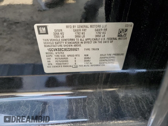 2014 Chevrolet Silverado 1500 LTZ with VIN 1GCVKSEC3EZ269921, listed as a Copart auction lot 51528565 with 137,218 mi miles and Salvage Title. Bid and sale history available at DreamBid. Image 12.