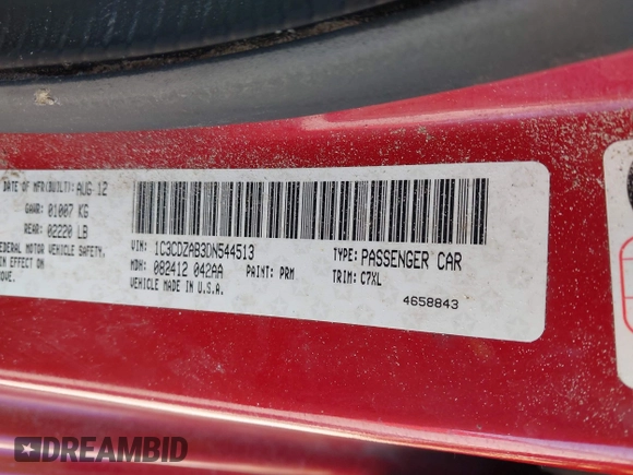 2013 Dodge Avenger SE with VIN 1C3CDZAB3DN544513, listed as a IAAI auction lot 41950534 with 239,295 mi miles and . Bid and sale history available at carsss.com. Image 9.