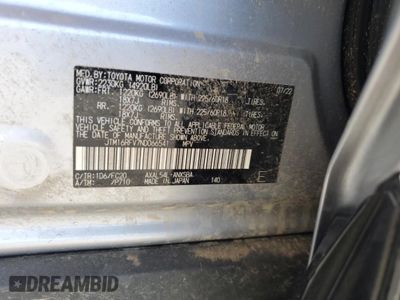 2022 Toyota RAV4 Hybrid SE with VIN JTM16RFV7ND066541, listed as a Copart auction lot 57804595 with Not provided miles and Salvage title. Bid and sale history available at DreamBid. Image 13.