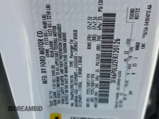 2015 Ford Fusion SE Hybrid с VIN 3FA6P0LU2FR120126, выставлен на аукционе Copart как лот 57130185 с пробегом 55 792 миль миль и Чистый • Clean title. История ставок и продаж доступна на DreamBid. Изображение 12.