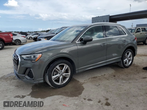 2020 Audi Q3 S line Premium with VIN WA1DECF38L1076385, listed as a Copart auction lot 47289355 with 67,536 mi miles and Non repairable. Bid and sale history available at DreamBid. Image 1.