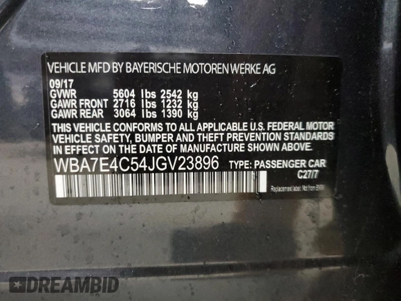 2018 BMW 7 Series 740i xDrive с VIN WBA7E4C54JGV23896, выставлен на аукционе Copart как лот 58200925 с пробегом 129 668 миль миль и Чистый • Clean title. История ставок и продаж доступна на DreamBid. Изображение 12.