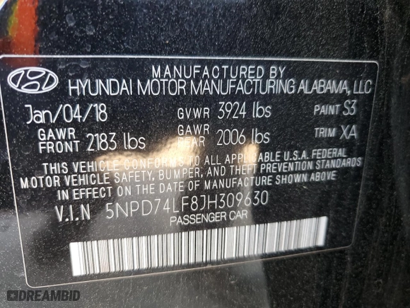 2018 Hyundai Elantra SE with VIN 5NPD74LF8JH309630, listed as a Copart auction lot 49146235 with 69,396 mi miles and Salvage Title. Bid and sale history available at carsss.com. Image 15.