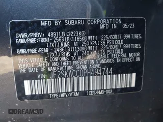 2023 Subaru Forester with VIN JF2SKACC0PH494744, listed as a IAAI auction lot 41133070 with 21,883 mi miles and . Bid and sale history available at DreamBid. Image 9.
