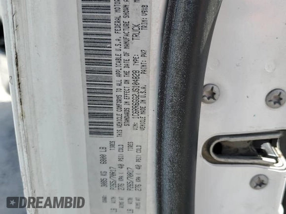 2018 Ram 1500 SLT with VIN 1C6RR6GG2JS104828, listed as a Copart auction lot 49711825 with 140,083 mi miles and Salvage title. Bid and sale history available at DreamBid. Image 13.