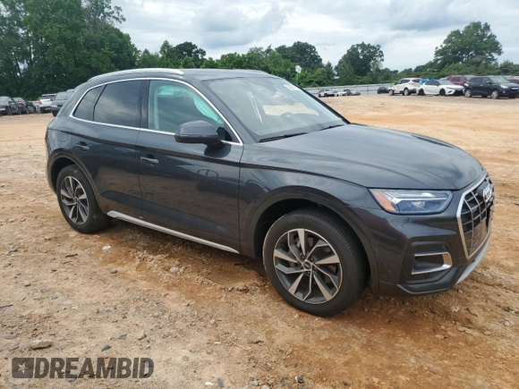2021 Audi Q5 Premium Plus with VIN WA1BAAFY6M2083415, listed as a Copart auction lot 58831785 with 21,055 mi miles and Salvage title. Bid and sale history available at DreamBid. Image 4.