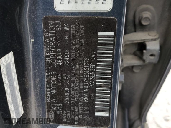 2014 Kia Cadenza Premium with VIN KNALN4D75E5151775, listed as a Copart auction lot 45566005 with 196,311 mi miles and Clean Title. Bid and sale history available at carsss.com. Image 12.