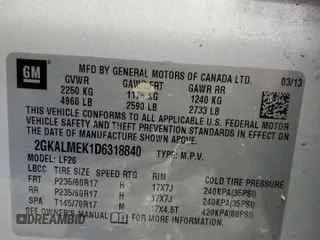2013 GMC Terrain SLE with VIN 2GKALMEK1D6318840, listed as a Copart auction lot 54196715 with 125,267 mi miles and Clean Title. Bid and sale history available at carsss.com. Image 14.