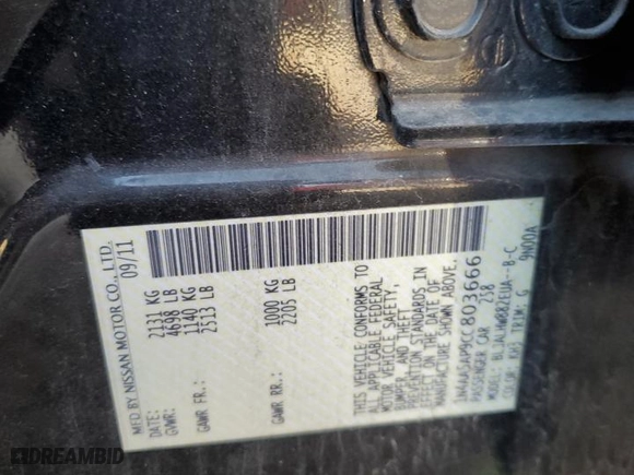 2012 Nissan Maxima 3.5 SV with VIN 1N4AA5AP9CC803666, listed as a Copart auction lot 45300055 with 156,256 mi miles and Salvage Title. Bid and sale history available at carsss.com. Image 12.