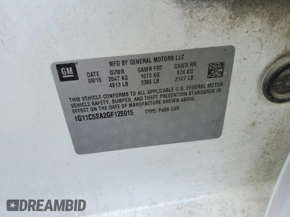 2016 Chevrolet Malibu Limited LT with VIN 1G11C5SA2GF125015, listed as a Copart auction lot 72209494 with 100,957 mi miles and Salvage Title. Bid and sale history available at carsss.com. Image 14.