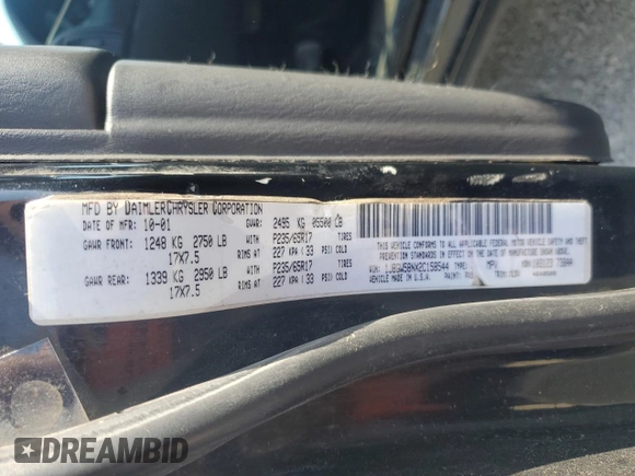 2002 Jeep Grand Cherokee Limited with VIN 1J8GW58NX2C158544, listed as a Copart auction lot 54937665 with 259,089 mi miles and Salvage title. Bid and sale history available at DreamBid. Image 13.