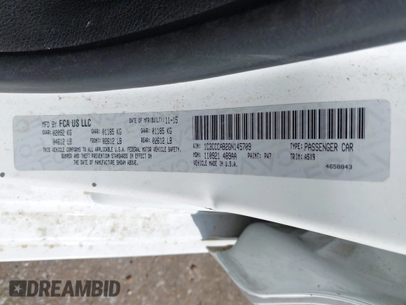 2016 Chrysler 200 Limited with VIN 1C3CCCAB2GN145709, listed as a IAAI auction lot 42215282 with 146,533 mi miles and . Bid and sale history available at DreamBid. Image 9.