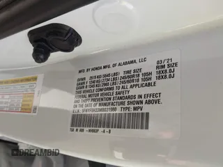 2021 Honda Pilot EX z VIN 5FNYF5H33MB031960, wystawiony jako IAAI lot #41599630 z przebiegiem 32 747 mil mil oraz . Historia ofert i sprzedaży dostępna na DreamBid. Obrazek 9.