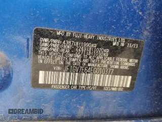 2014 Subaru WRX WRX with VIN JF1GV7E64EG010377, listed as a Copart auction lot 58346685 with Not provided miles and Clean title. Bid and sale history available at DreamBid. Image 13.