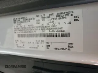 2017 Ford Transit XL with VIN 1FBZX2YM8HKA63177, listed as a Copart auction lot 54858195 with 123,403 mi miles and Salvage Title. Bid and sale history available at DreamBid. Image 13.