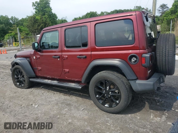 2021 Jeep Wrangler Unlimited Sport S with VIN 1C4HJXDGXMW785601, listed as a Copart auction lot 57342445 with 57,147 mi miles and Salvage title. Bid and sale history available at DreamBid. Image 2.