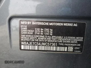 2018 BMW 5 Series 540i xDrive with VIN WBAJE7C54JWC57361, listed as a Copart auction lot 53047545 with 62,312 mi miles and Salvage title. Bid and sale history available at DreamBid. Image 13.