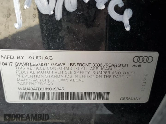 2017 Audi A8 Sport z VIN WAU43AFD9HN019845, wystawiony jako Copart lot #48113205 z przebiegiem 65 434 mil mil oraz Szkoda całkowita • Salvage title. Historia ofert i sprzedaży dostępna na DreamBid. Obrazek 12.