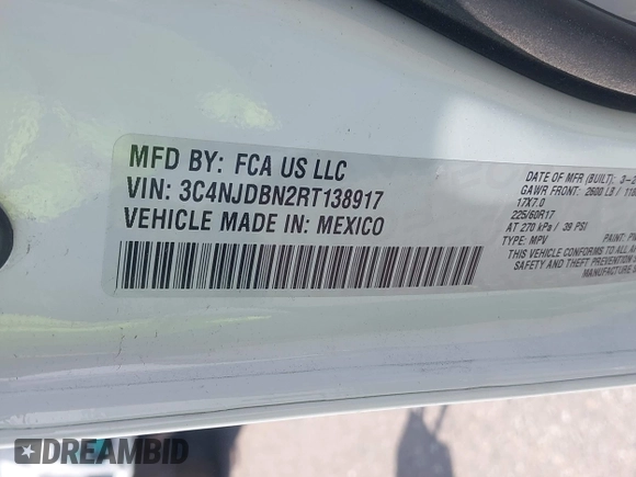 2024 Jeep Compass Latitude with VIN 3C4NJDBN2RT138917, listed as a IAAI auction lot 42761232 with 34,502 mi miles and . Bid and sale history available at DreamBid. Image 9.