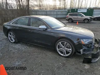 2013 Audi S8 with VIN WAUD2AFDXDN007961, listed as a Copart auction lot 45723835 with 57,477 mi miles and Salvage Title. Bid and sale history available at carsss.com. Image 4.