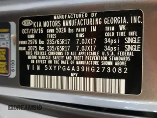 2017 Kia Sorento LX z VIN 5XYPG4A39HG273082, wystawiony jako Copart lot #60574165 z przebiegiem 169 808 mil mil oraz Czysty tytuł • Clean title. Historia ofert i sprzedaży dostępna na DreamBid. Obrazek 13.