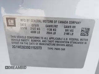 2016 Chevrolet Impala LTZ с VIN 2G1WC5E35G1152073, выставлен на аукционе IAAI как лот 41675906 с пробегом 103 104 миль миль и . История ставок и продаж доступна на DreamBid. Изображение 9.