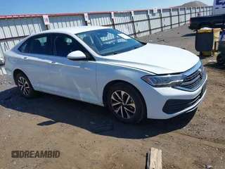 2024 Volkswagen Jetta S with VIN 3VW5M7BU6RM058267, listed as a IAAI auction lot 42762187 with 27,588 mi miles and . Bid and sale history available at DreamBid. Image 1.