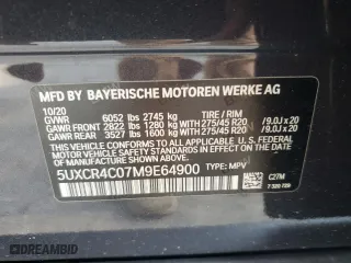 2021 BMW X5 sDrive40i with VIN 5UXCR4C07M9E64900, listed as a Copart auction lot 52994105 with 0 mi miles and Clean Title. Bid and sale history available at carsss.com. Image 12.
