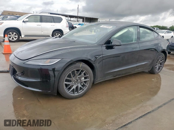 2025 Tesla Model 3 Long Range with VIN 5YJ3E1EB0SF921606, listed as a Copart auction lot 60728995 with 6,281 mi miles and Salvage title. Bid and sale history available at DreamBid. Image 1.