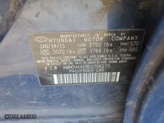 2013 Hyundai Elantra GLS PZEV with VIN KMHDH4AE8DU766273, listed as a Copart auction lot 44061105 with 127,349 mi miles and Salvage Title. Bid and sale history available at carsss.com. Image 12.
