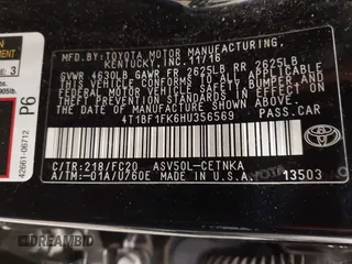 2017 Toyota Camry XLE with VIN 4T1BF1FK6HU356569, listed as a IAAI auction lot 41528223 with 45,981 mi miles. Bid and sale history available at carsss.com. Image 9.