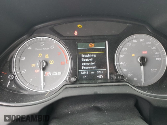 2017 Audi SQ5 Premium Plus with VIN WA1CCAFPXHA005026, listed as a Copart auction lot 43658455 with 83,642 mi miles and Salvage Title. Bid and sale history available at DreamBid. Image 9.