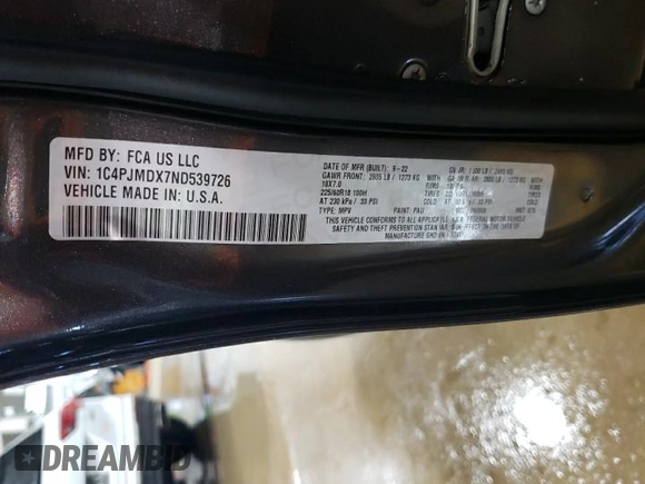 2022 Jeep Cherokee Limited with VIN 1C4PJMDX7ND539726, listed as a Copart auction lot 63003155 with 59,118 mi miles and Salvage title. Bid and sale history available at DreamBid. Image 13.