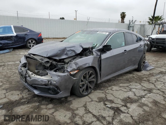 2020 Honda Civic Sedan Sport with VIN 2HGFC2F83LH599147, listed as a Copart auction lot 50555115 with 70,181 mi miles and Salvage Title. Bid and sale history available at carsss.com. Image 1.