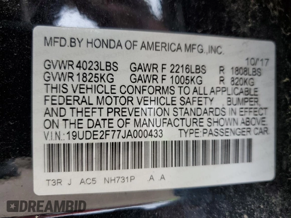 2018 Acura ILX Premium with VIN 19UDE2F77JA000433, listed as a Copart auction lot 51258345 with 97,777 mi miles and Clean title. Bid and sale history available at DreamBid. Image 12.