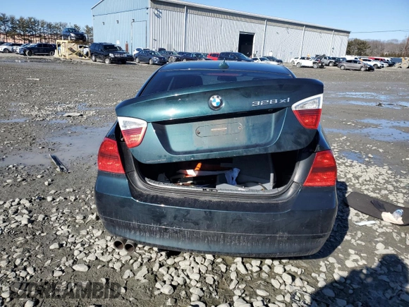 2008 BMW 3 Series 328xi with VIN WBAVC73558KX91670, listed as a Copart auction lot 45142735 with 0 mi miles and Salvage Title. Bid and sale history available at carsss.com. Image 6.