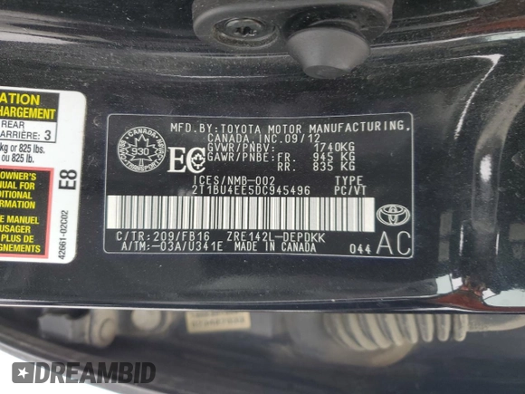 2013 Toyota Corolla L with VIN 2T1BU4EE5DC945496, listed as a Copart auction lot 51513365 with 153,722 mi miles and Salvage Title. Bid and sale history available at carsss.com. Image 12.