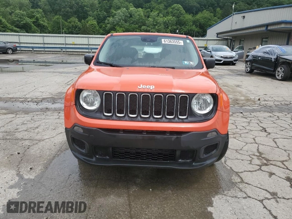 2017 Jeep Renegade Sport with VIN ZACCJBAB4HPE54733, listed as a Copart auction lot 61363555 with 199,315 mi miles and Salvage title. Bid and sale history available at DreamBid. Image 5.