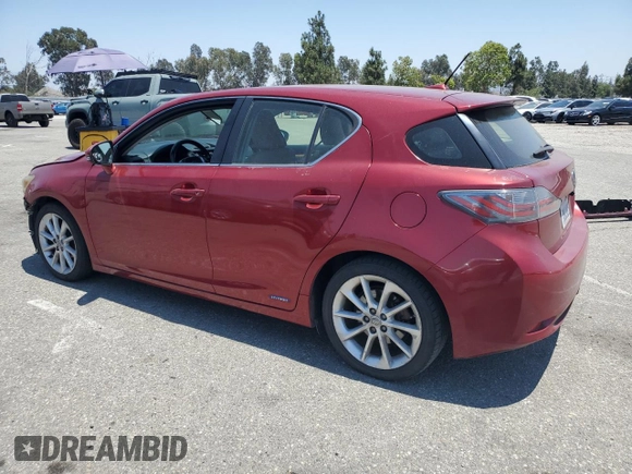 2012 Lexus CT 200h with VIN JTHKD5BH9C2095291, listed as a Copart auction lot 62746025 with 237,020 mi miles and Salvage title. Bid and sale history available at DreamBid. Image 2.