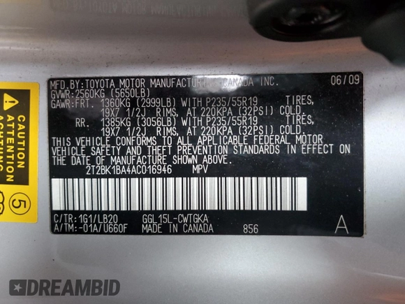 2010 Lexus RX 350 with VIN 2T2BK1BA4AC016946, listed as a Copart auction lot 45712385 with 150,683 mi miles and Salvage Title. Bid and sale history available at carsss.com. Image 14.