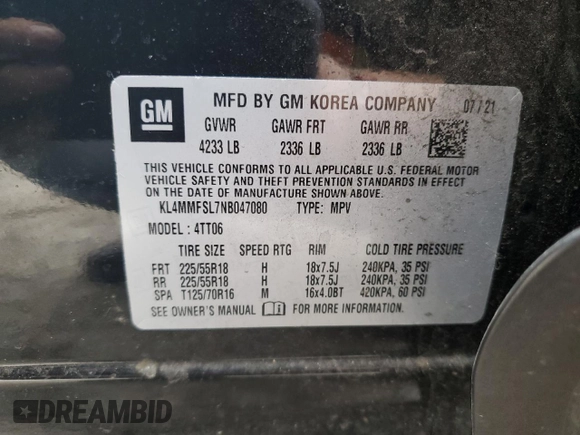 2022 Buick Encore GX Essence z VIN KL4MMFSL7NB047080, wystawiony jako Copart lot #84045124 z przebiegiem 130 195 mil mil oraz Czysty tytuł • Clean title. Historia ofert i sprzedaży dostępna na DreamBid. Obrazek 13.