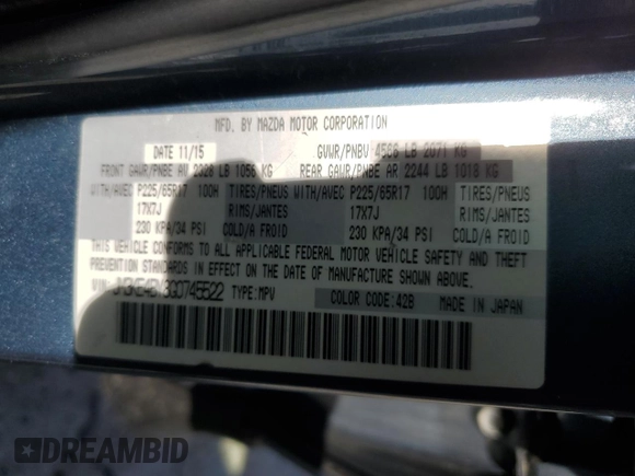 2016 Mazda CX-5 Sport with VIN JM3KE4BY8G0745522, listed as a Copart auction lot 56621825 with 98,757 mi miles and Salvage title. Bid and sale history available at DreamBid. Image 13.