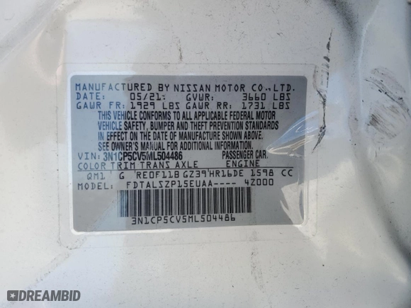 2021 Nissan Kicks SV with VIN 3N1CP5CV5ML504486, listed as a Copart auction lot 46719645 with 27,609 mi miles and Salvage Title. Bid and sale history available at carsss.com. Image 13.