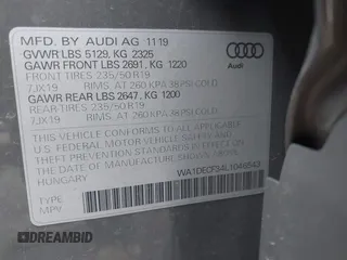 2020 Audi Q3 S line Premium with VIN WA1DECF34L1046543, listed as a IAAI auction lot 41715612 with 71,816 mi miles. Bid and sale history available at carsss.com. Image 9.