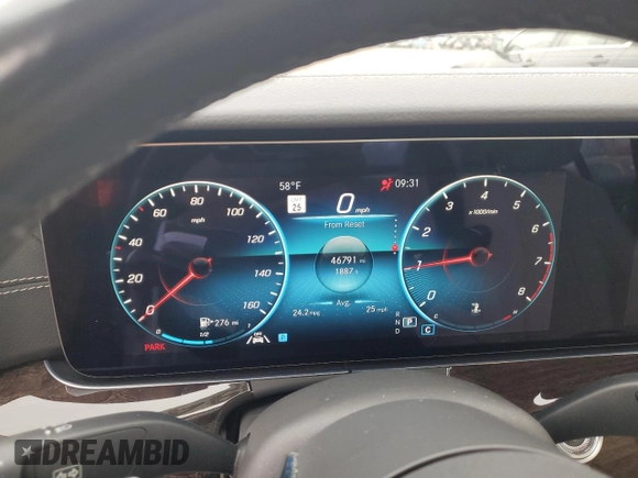 2021 Mercedes-Benz E-Class E 350 with VIN W1KZF8EB0MA908193, listed as a Copart auction lot 53464945 with 46,791 mi miles and Salvage Title. Bid and sale history available at carsss.com. Image 9.