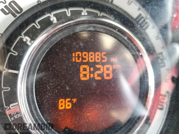 2012 FIAT 500 Lounge with VIN 3C3CFFCR0CT121390, listed as a Copart auction lot 54912265 with 109,885 mi miles and Salvage title. Bid and sale history available at DreamBid. Image 9.