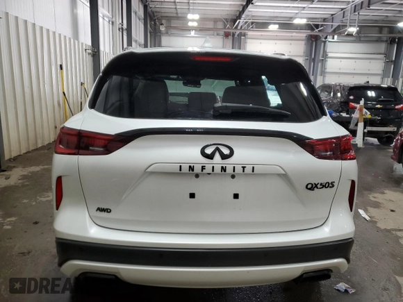 2023 Infiniti QX50 Sport with VIN 3PCAJ5FB2PF116724, listed as a Copart auction lot 88275485 with Not Provided miles and Salvage Title. Bid and sale history available at DreamBid. Image 6.