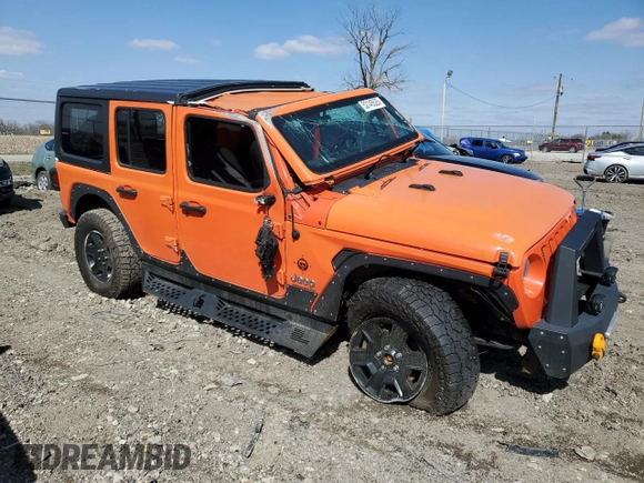 2018 Jeep Wrangler Unlimited Sport z VIN 1C4HJXDG1JW181009, wystawiony jako Copart lot #52145525 z przebiegiem 141 148 mil mil oraz Szkoda całkowita • Salvage title. Historia ofert i sprzedaży dostępna na DreamBid. Obrazek 4.