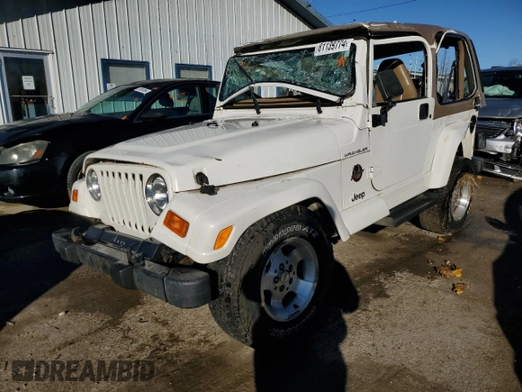 2002 Jeep Wrangler Sahara with VIN 1J4FA59S42P707938, listed as a Copart auction lot 81139774 with 168,338 mi miles and Salvage Title. Bid and sale history available at carsss.com. Image 1.